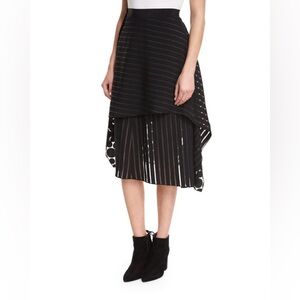 Diane Von Furstenberg striped and circled layered midi skirt.